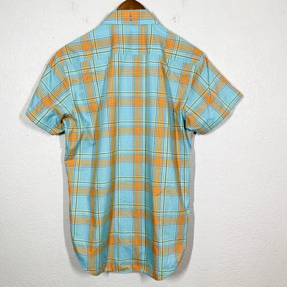 Robert Graham Short Sleeve Button Up Shirt Plaid Casual Contrast - M - Picture 3 of 4